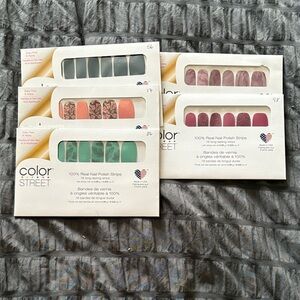 Color Street Nail Strips - Aqua, Peach, Burgundy